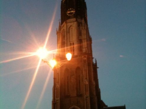 21-08-2010  2 Versions of the most beautiful tower in the Netherlands of the Ursula Church (Nieuwe Kerk) in Delft. Photograped by Antoon Melissen Amsterdam and Frans van der Vaart Delft.