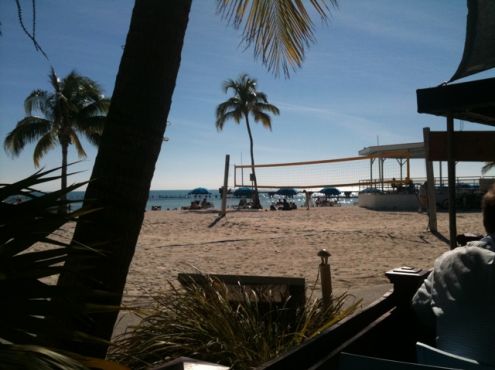 07-01-2012  Eating stone crab claws on the beach in Key West Florida